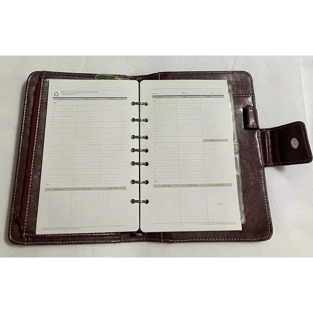 Franklin Covey Leather 7-Ring Notebook Planner Organizer Needs Fillers Burgundy